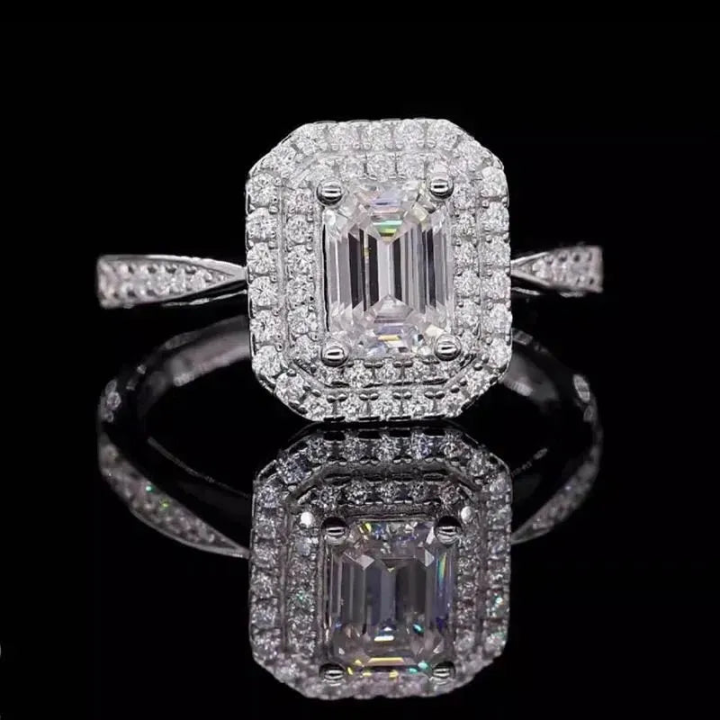 The Amelina Emerald-Cut Moissanite Halo Ring RING by Chantal Vaulet
