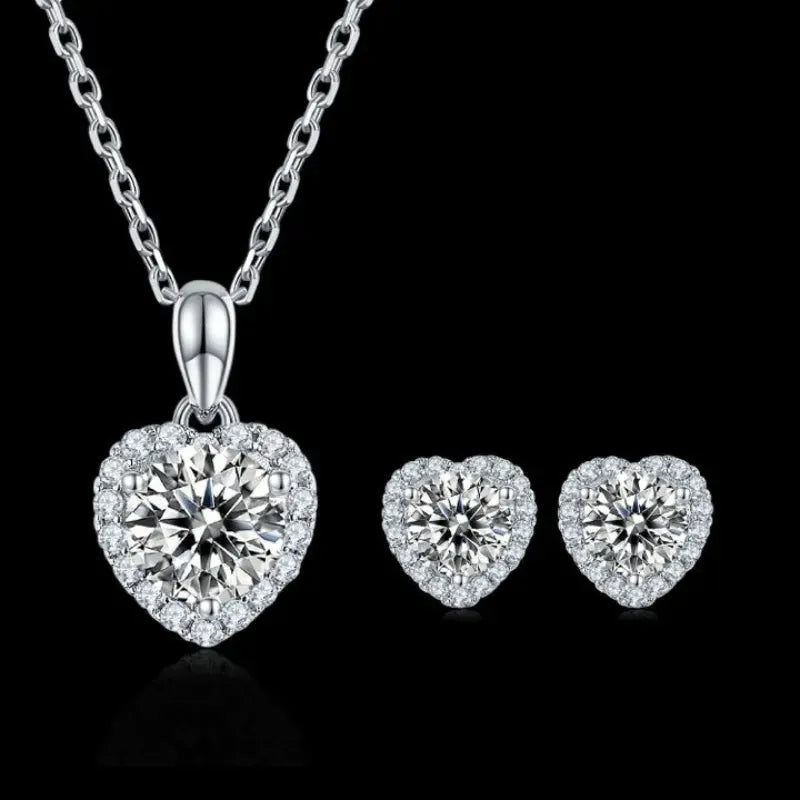 The Ameliora Moissanite Heart Halo Jewelry Set Jewelry Set by Chantal Vaulet