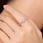 Elegant Moissanite geometric ring on hand, perfect for engagement or wedding. Amazing value! 💍✨