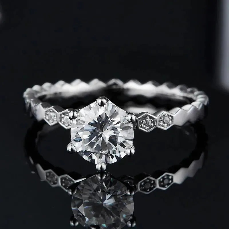 The Astrid – Moissanite Hexagon Band Ring 1.06CT RING by Chantal Vaulet