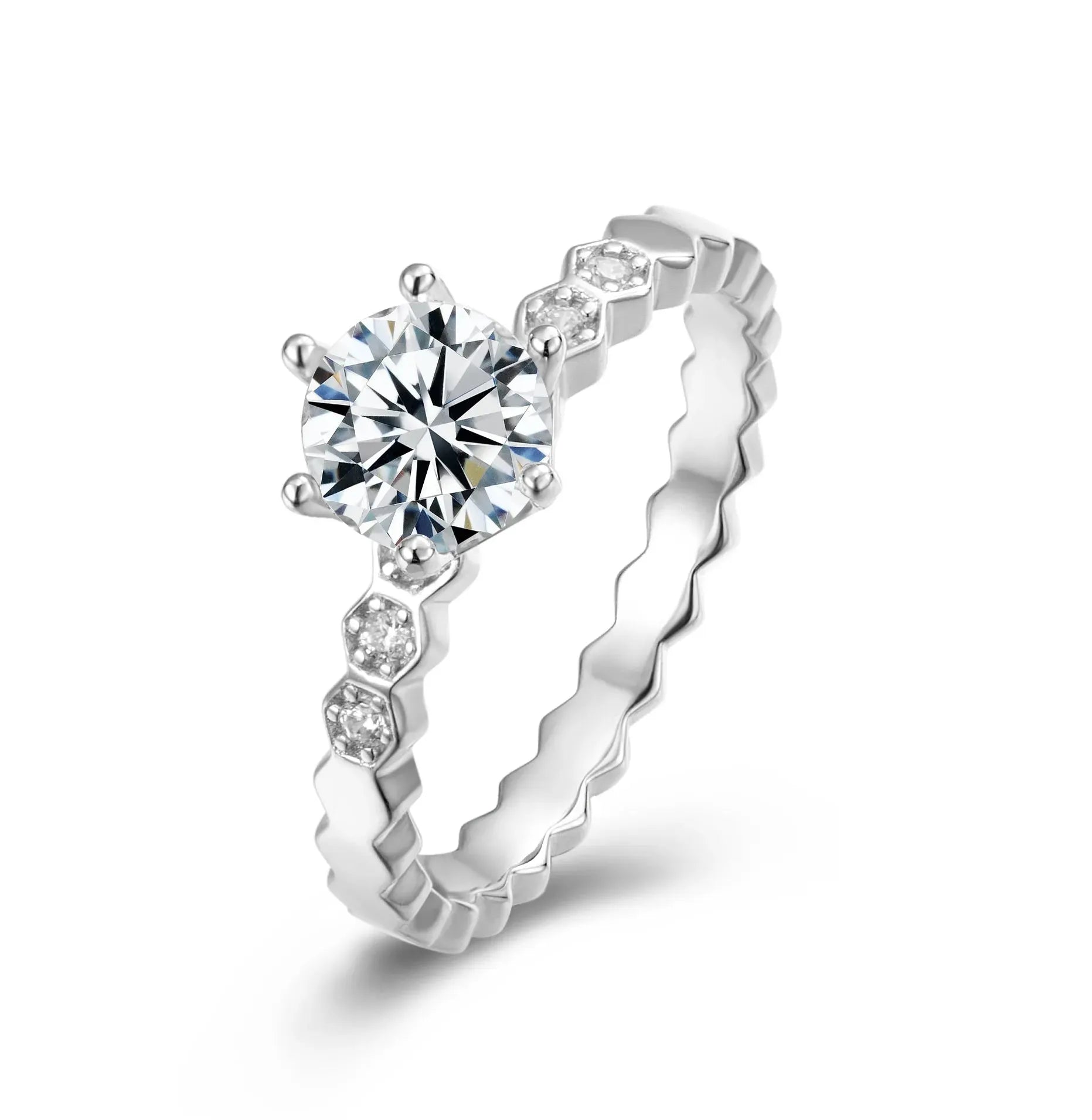 The Astrid – Moissanite Hexagon Band Ring 1.06CT RING by Chantal Vaulet