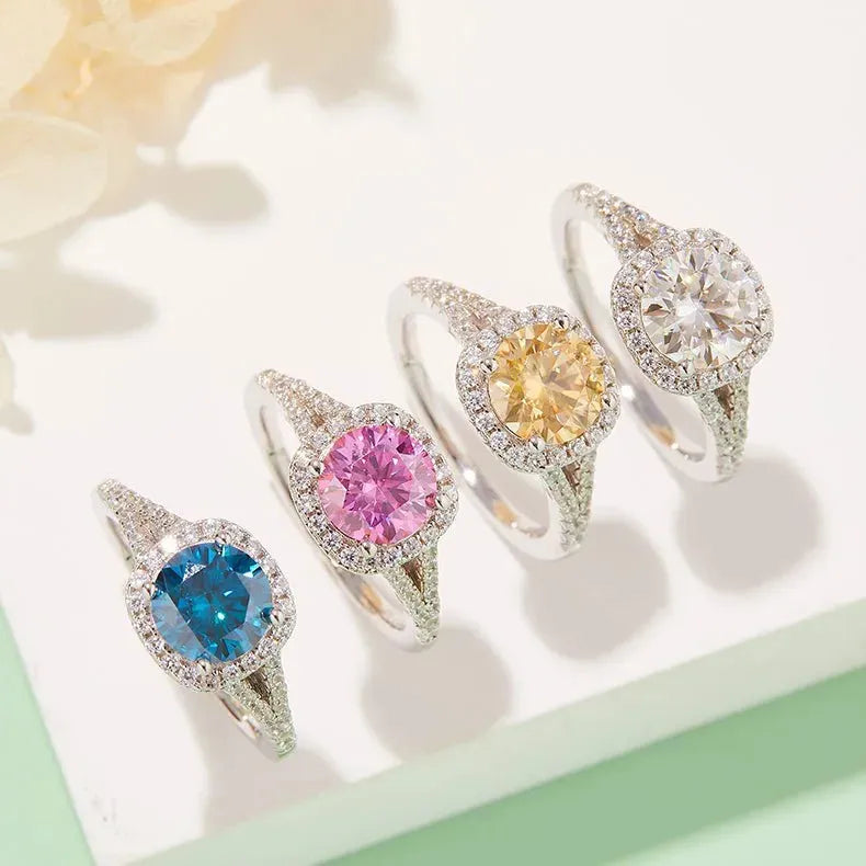 The Auretta – Moissanite Halo Split-Shank Ring 1.5CT RING by Chantal Vaulet