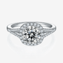 Stunning Moissanite halo split-shank engagement ring 💍✨, featuring a brilliant 1.5CT stone and dazzling accents. Amazing value!