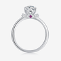 Avarielle Moissanite Crown Ring 👑✨ featuring 0.5CT Moissanite, 14 pavé-set stones, and a hidden ruby accent. Perfect for engagements! 💍💖