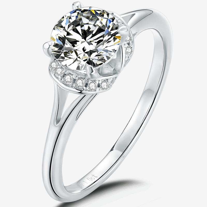 Elegant Calisera Moissanite Halo Ring 💍✨ featuring 1.0CT brilliance, pavé-set stones, perfect for engagements & weddings!