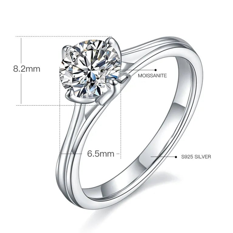 💍 The Calivara 1CT Moissanite Engagement Ring in 925 Silver, showcasing a stunning round-cut gem for amazing value! 💎