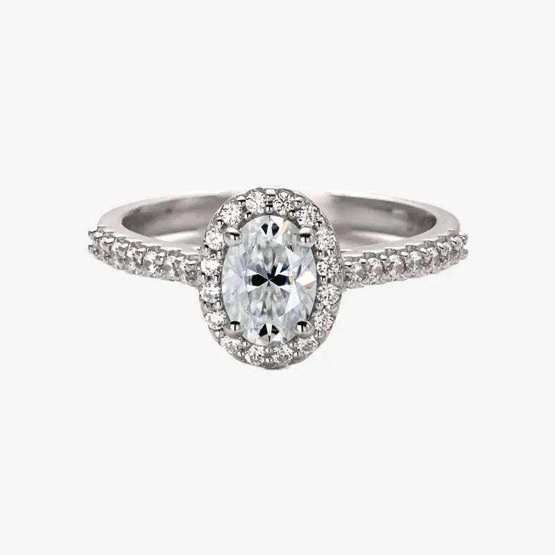 The Calivianne Moissanite Oval Halo Engagement Ring RING by Chantal Vaulet