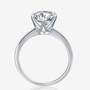 The Calvienne Round-Cut Moissanite Ring in sterling silver, featuring a dazzling 3CT stone and zirconia accents. 💍✨