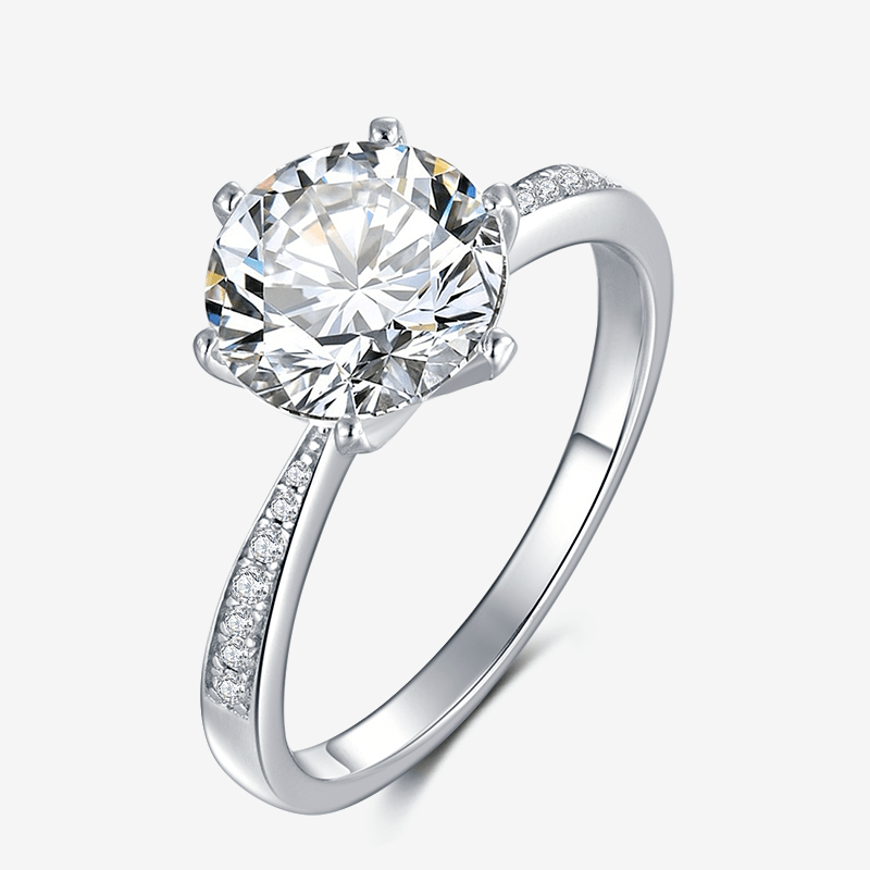 Stunning Calvienne Moissanite Ring 💍 with 3CT brilliance, zirconia accents, perfect for engagement or wedding! ✨ Amazing value!