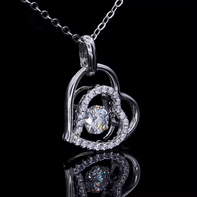 The Carencia Moissanite Dancing Heart Necklace - Chantal Vaulet