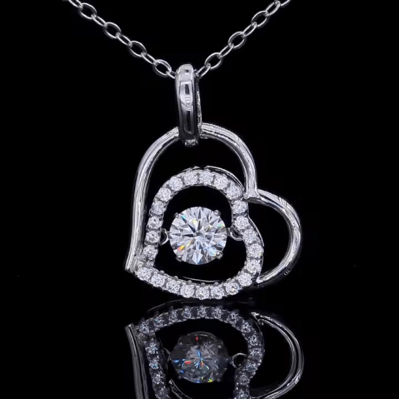 The Carencia Moissanite Dancing Heart Necklace - Chantal Vaulet
