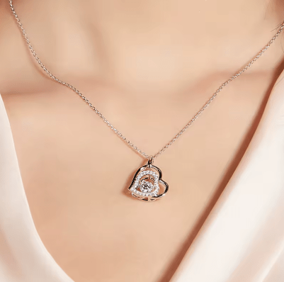 The Carencia Moissanite Dancing Heart Necklace - Chantal Vaulet
