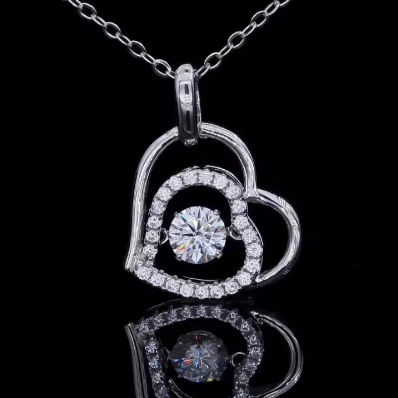 The Carencia Moissanite Dancing Heart Necklace PENDANT by Chantal Vaulet