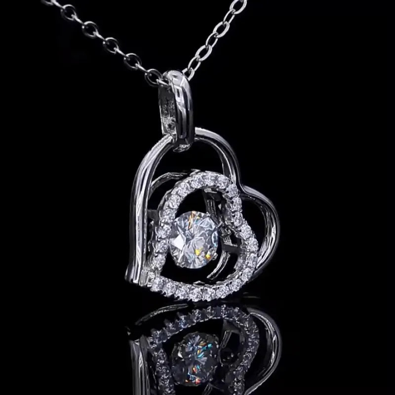 The Carencia Moissanite Dancing Heart Necklace PENDANT by Chantal Vaulet