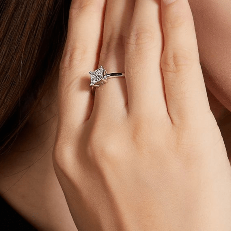 Elegant Moissanite 1.0CT ring on hand, perfect for engagement or wedding. 💍✨ Amazing value and timeless charm!