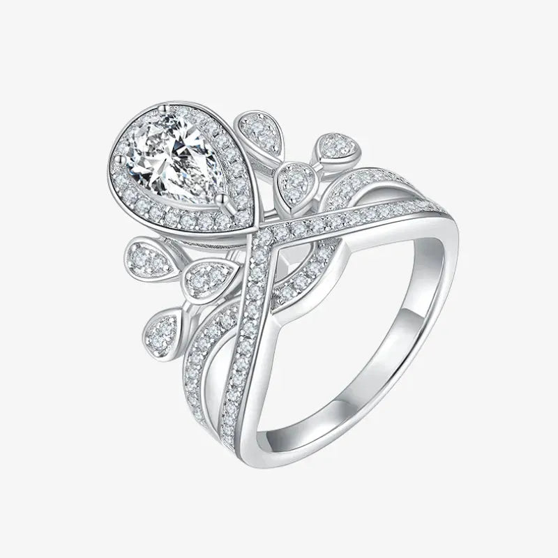 The Celestina Pear-Cut Moissanite Tiara Halo Ring RING by Chantal Vaulet