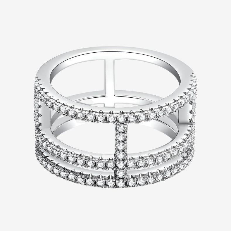 Cressida Moissanite Triple-Band Ring ✨, 0.5CT, modern design, pavé-set bands, amazing value for engagement and wedding! 💍