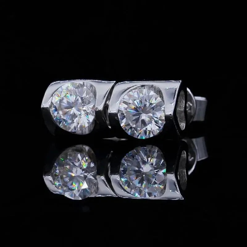 The Delyra Moissanite Bezel-Set Stud Earrings EARRINGS by Chantal Vaulet