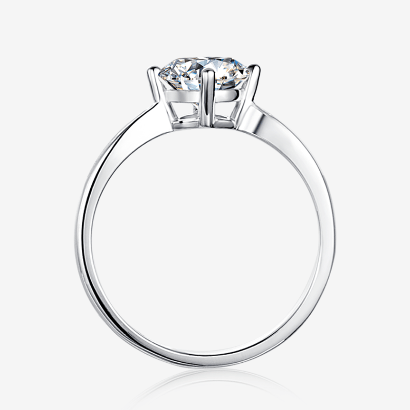 Elegant Moissanite engagement ring with round stone, showcasing timeless design and amazing value 💍✨