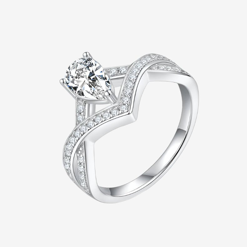 Elira Pear-Cut Moissanite Chevron Ring 💍✨ - An elegant engagement ring with 1.0CT Moissanite, amazing value!