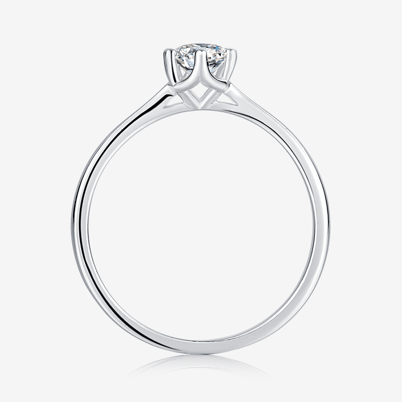 The Eloria Moissanite solitaire ring 0.5CT 💍✨, showcasing a sleek six-prong setting and delicate band.