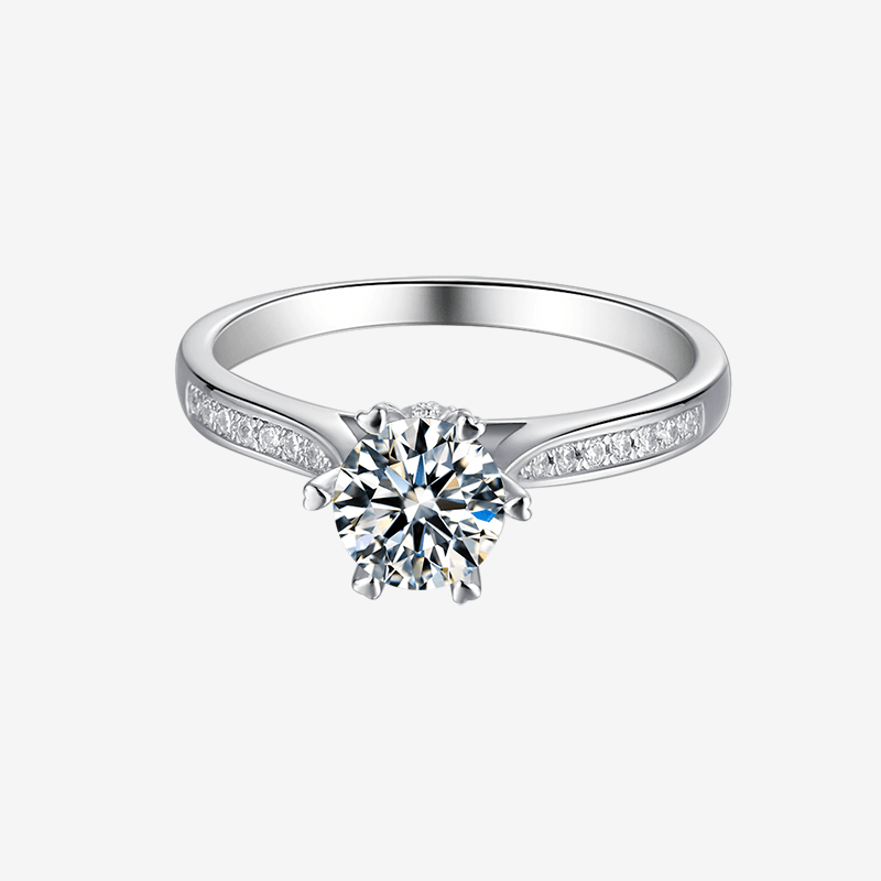 Elvanna Moissanite Pavé Ring 💍✨ - a perfect engagement ring featuring a brilliant 1.0CT round-cut Moissanite and elegant pavé settings.