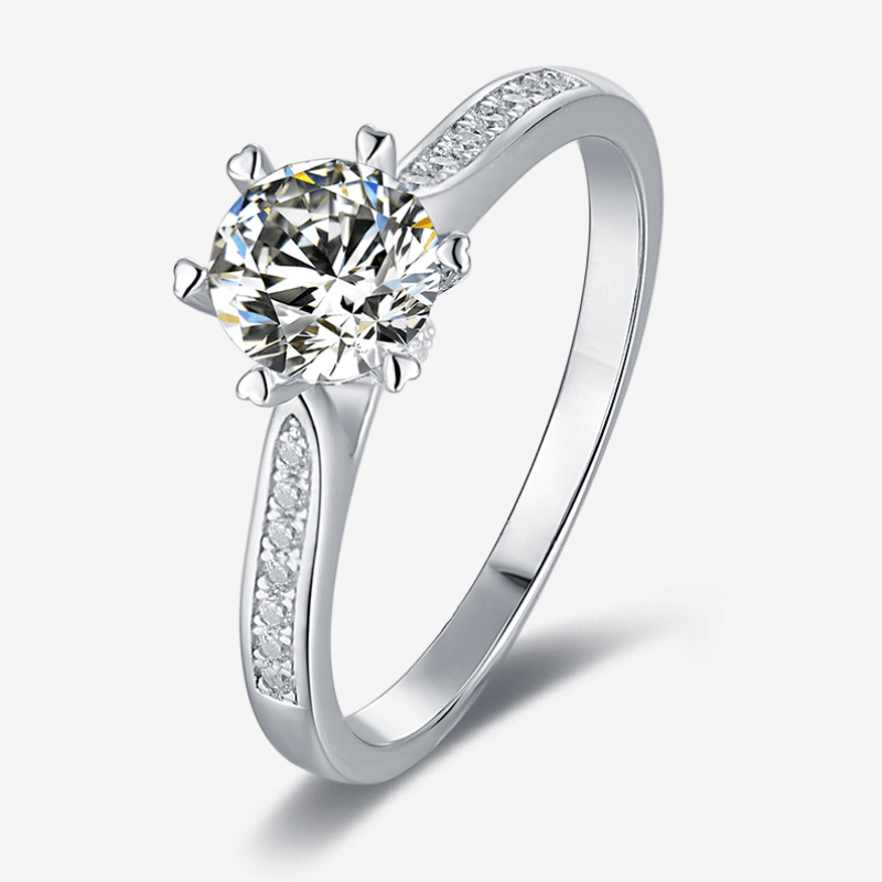 Elvanna Moissanite Pavé Ring 💍✨ - 1.0CT round-cut, elegant band with pavé-set stones, perfect for engagement or wedding! Amazing value!