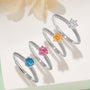 Beautiful collection of colorful engagement rings featuring Moissanite stones 💍✨ in various hues, perfect for special moments!