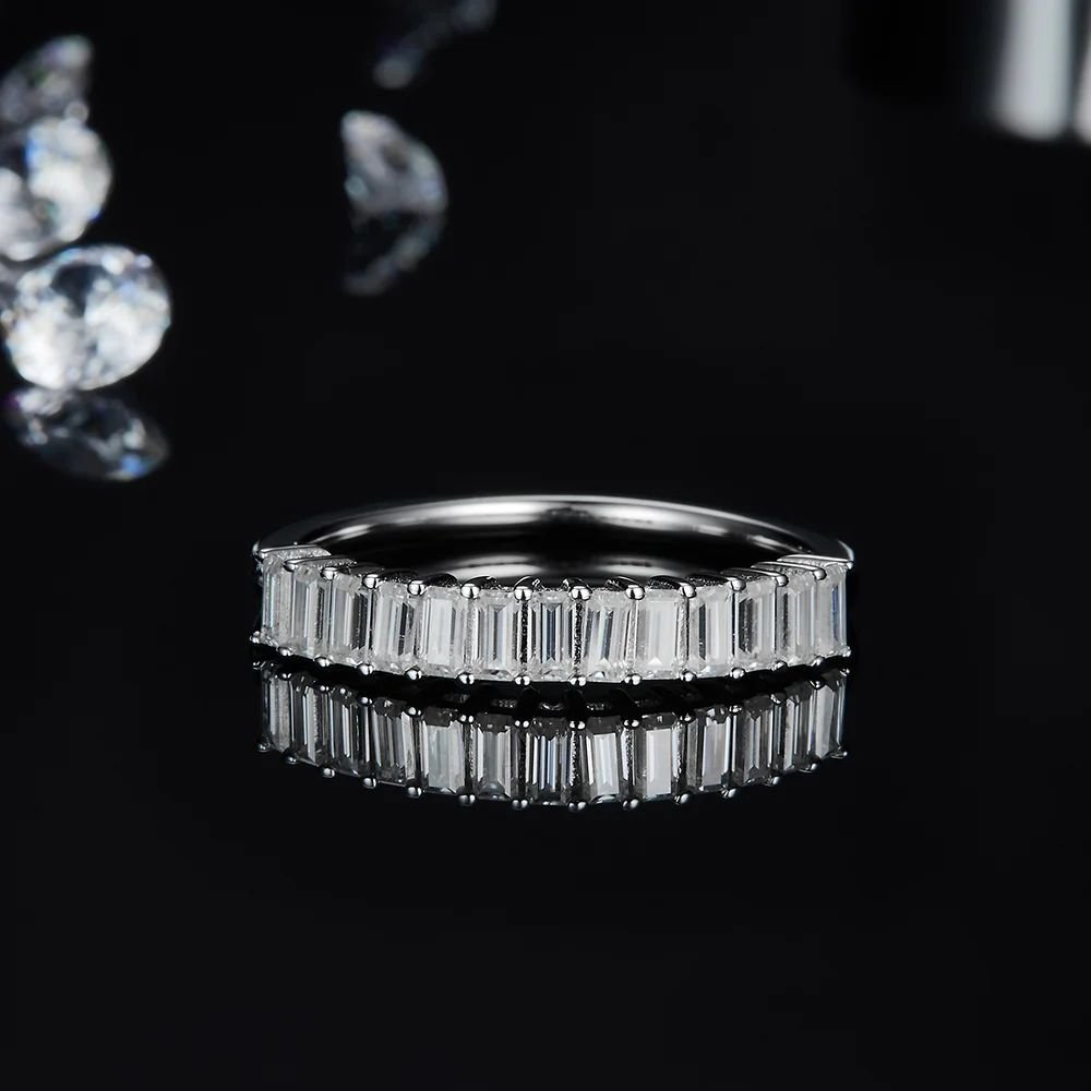 Elegant Moissanite half eternity ring showcasing dazzling stones, perfect for wedding or engagement✨💍 Amazing value!