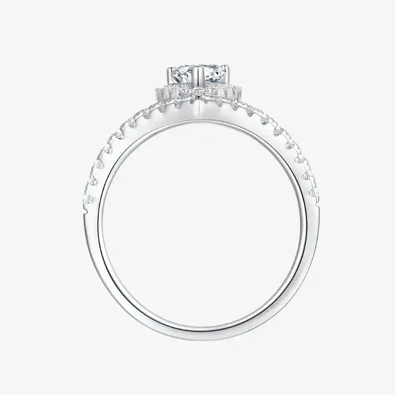 The Fiora Pear-Cut Moissanite Chevron Halo Ring RING by Chantal Vaulet