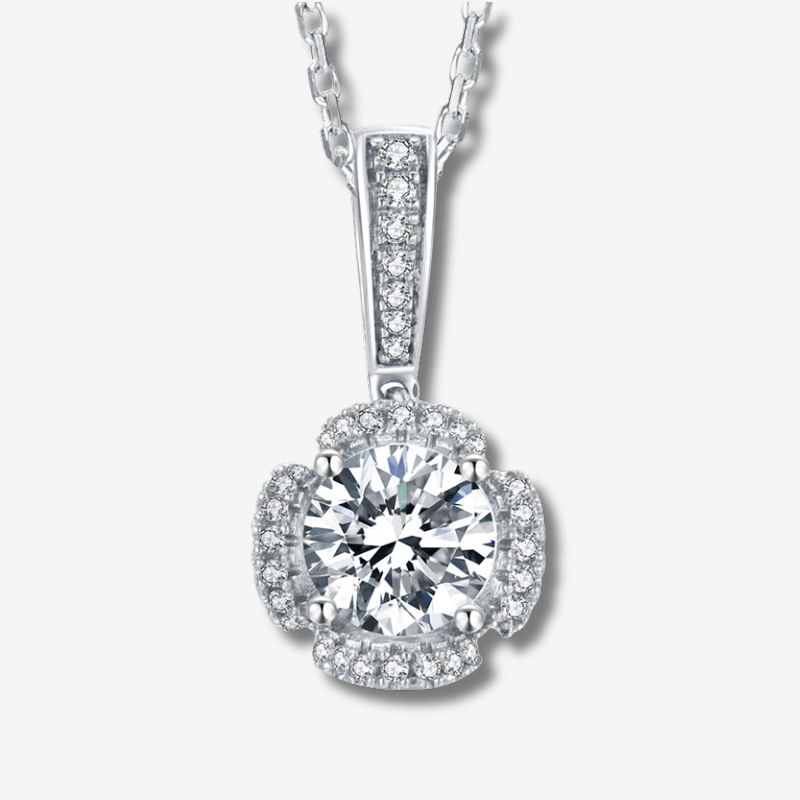 The Florianne Moissanite Clover Halo Necklace - Chantal Vaulet