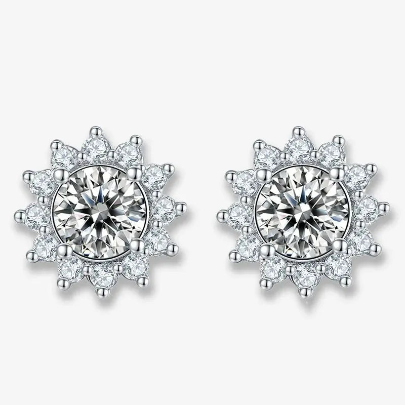 The Florina Moissanite Sunburst Halo Stud Earrings EARRINGS by Chantal Vaulet