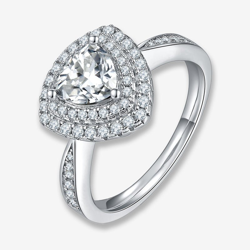 Stunning Ismeria Trillion-Cut Moissanite Halo Ring 💍✨ Perfect for engagement or wedding, showcasing amazing value!
