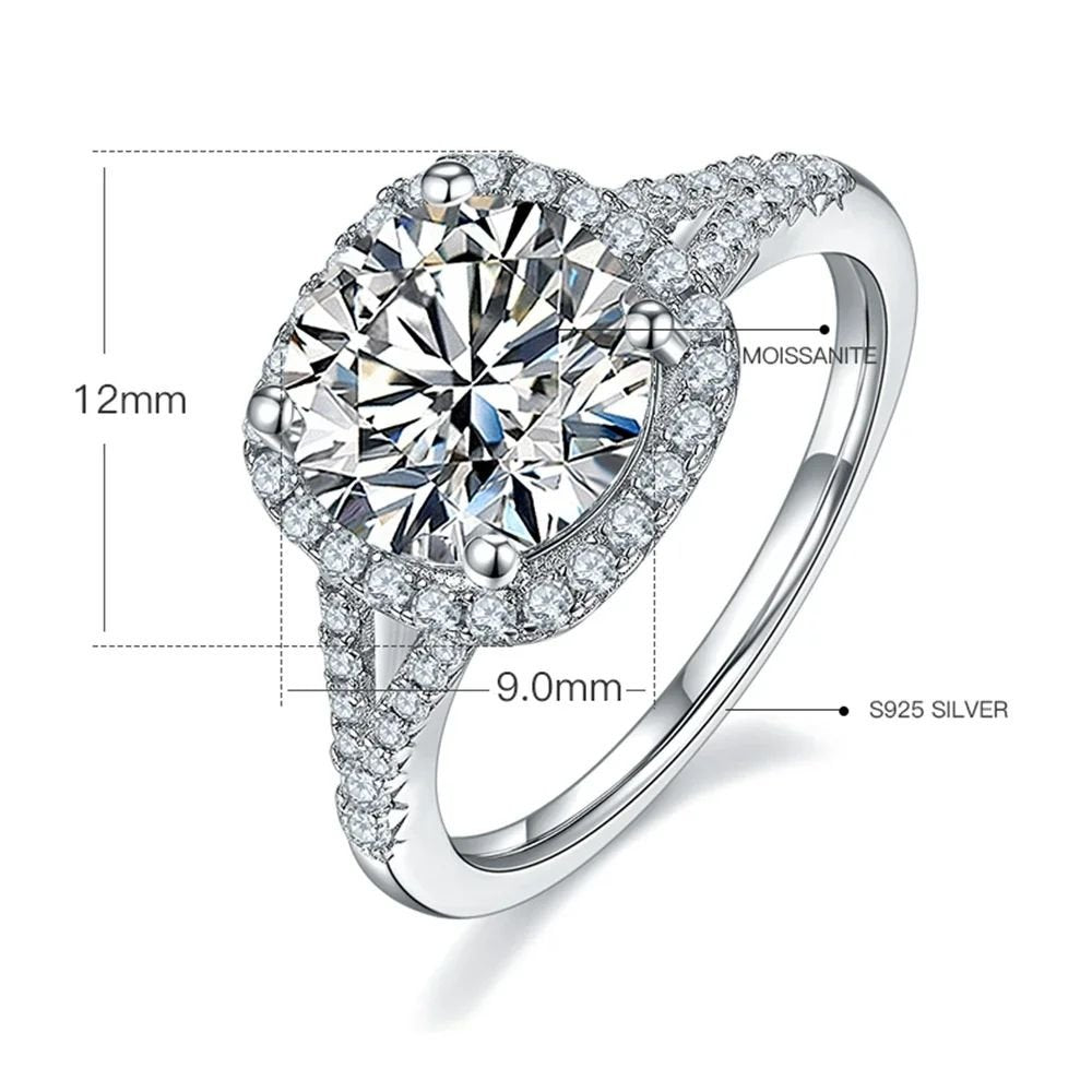 The Isolde Moissanite Halo Ring: 3CT brilliance, split shank design, stunning engagement/wedding ring! 💍✨ #AmazingValue