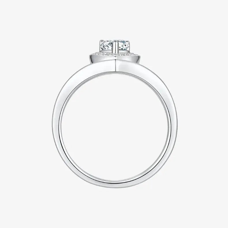 The Lilia Pear-Cut Moissanite Chevron Halo Ring RING by Chantal Vaulet