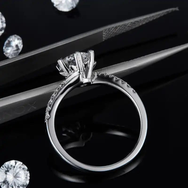 The Lillian – Moissanite Side - Stone Engagement Ring 1CT - RING - Chantal Vaulet