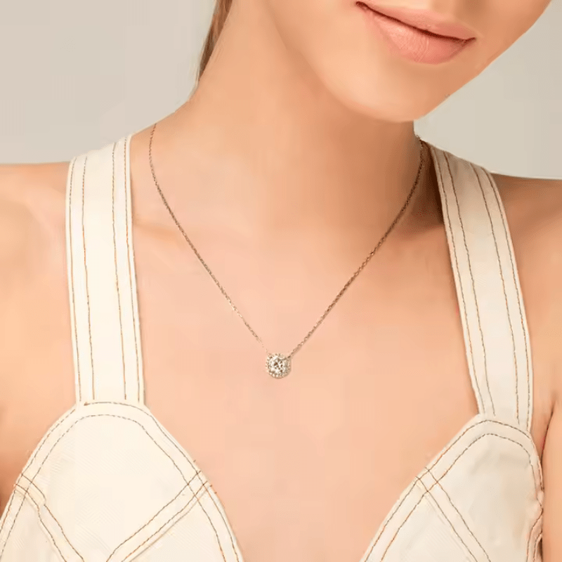 The Lioranne Moissanite Halo Necklace - Chantal Vaulet