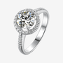 Liravine Moissanite Halo Ring 💍✨: 1.0CT round Moissanite in a stunning pavé halo, perfect for engagement or wedding. Amazing value!