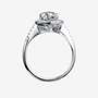 The Liravine Moissanite Halo Ring 💍✨ featuring a stunning round-cut center stone and elegant pavé-set accents.