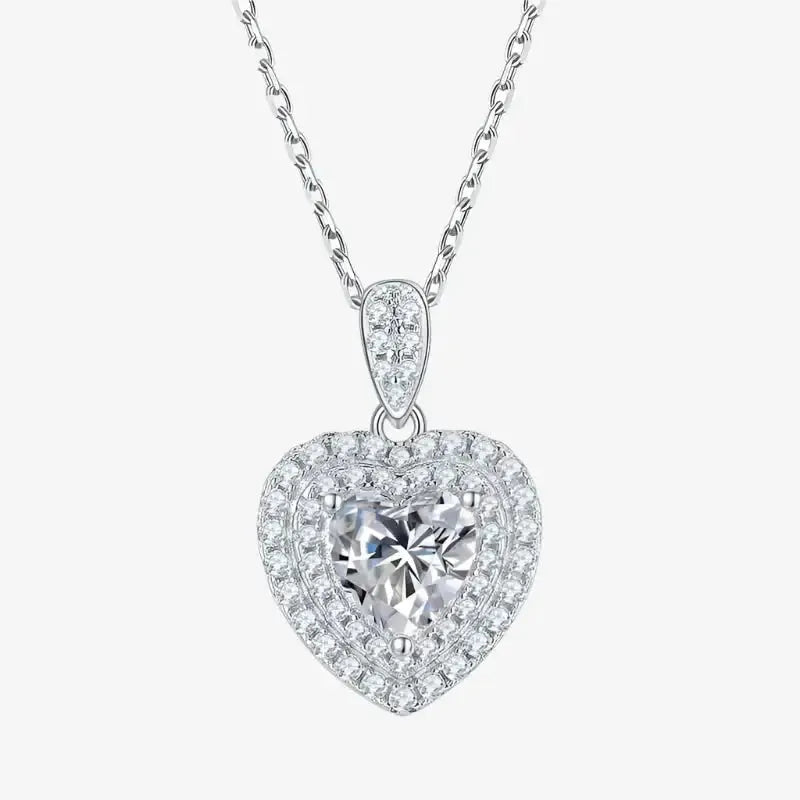 The Loravelle Moissanite Heart Halo Necklace PENDANT by Chantal Vaulet