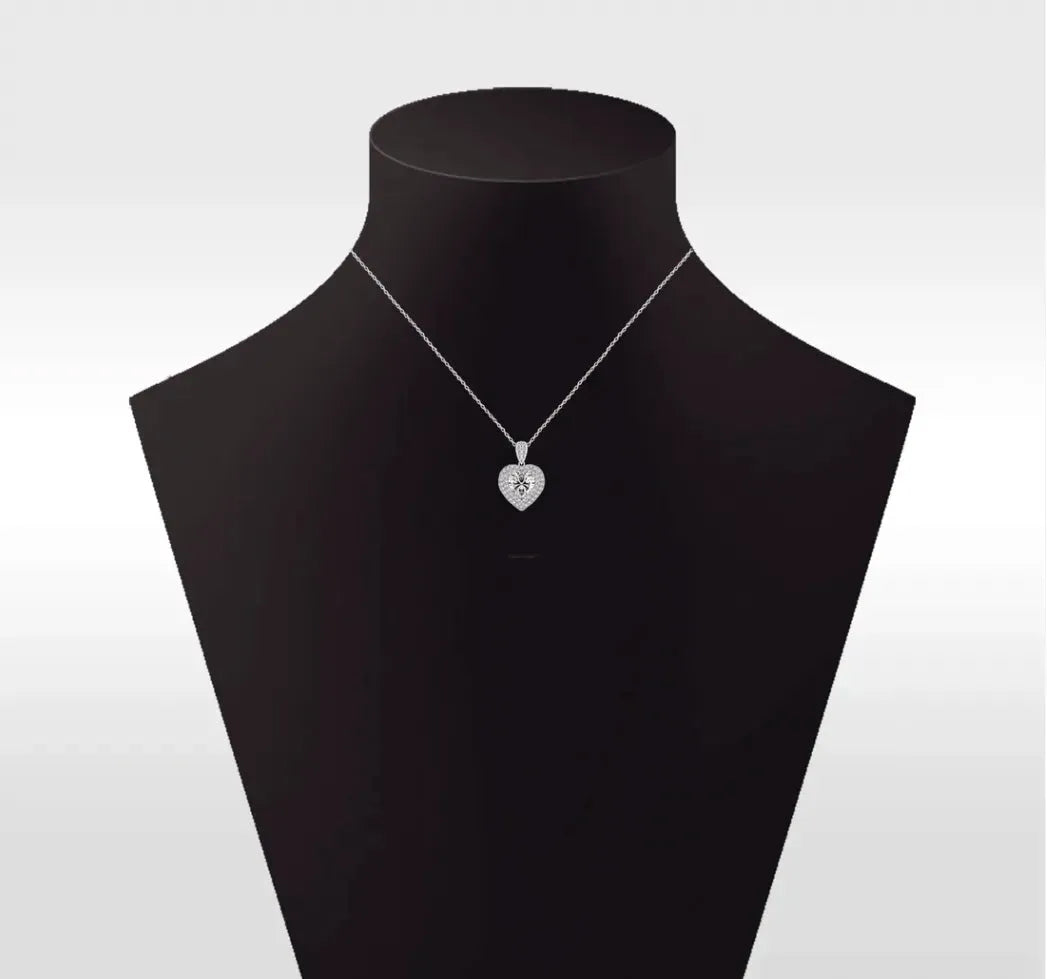 The Loravelle Moissanite Heart Halo Necklace PENDANT by Chantal Vaulet