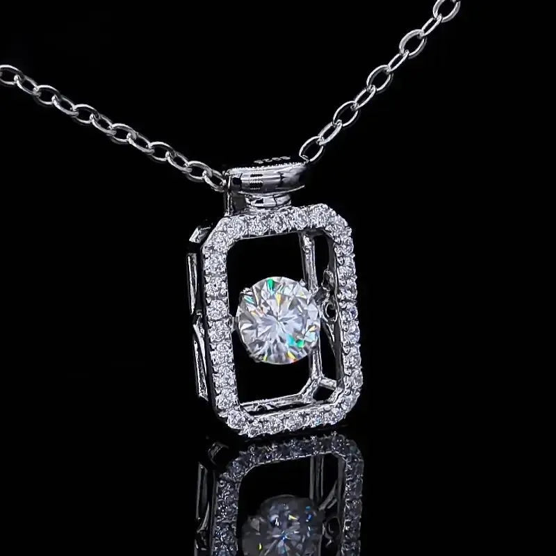 The Loravine Moissanite Dancing Rectangle Necklace PENDANT by Chantal Vaulet