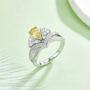 Elegant yellow pear-shaped Moissanite ring with sparkling accents, perfect for engagement or wedding💍✨.