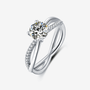The Lorivelle Moissanite Twist Ring 💍✨ featuring a 1.0CT round-cut Moissanite in a unique twisted design. Amazing value for engagements!