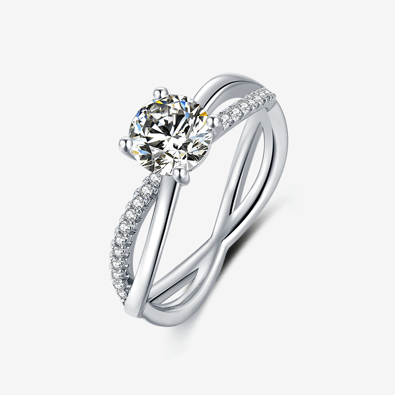 The Lorivelle Moissanite Twist Ring 💍✨ featuring a 1.0CT round-cut Moissanite in a unique twisted design. Amazing value for engagements!