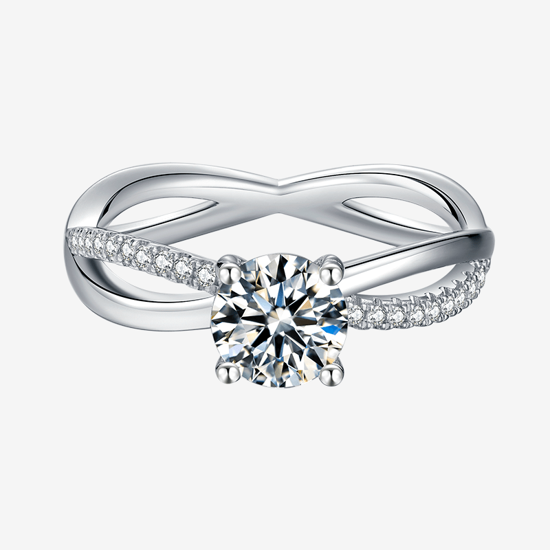 The Lorivelle Moissanite Twist Ring 💍✨ featuring a 1.0CT round-cut center stone, perfect for engagement or wedding. Amazing value!