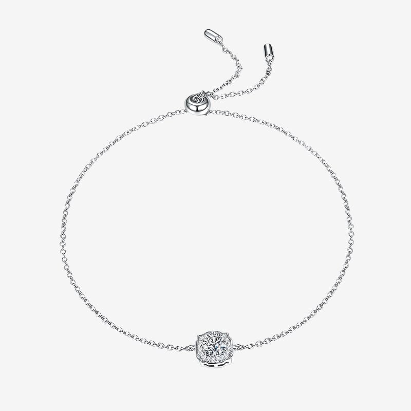 The Luvia Moissanite Halo Adjustable Bracelet - Chantal Vaulet