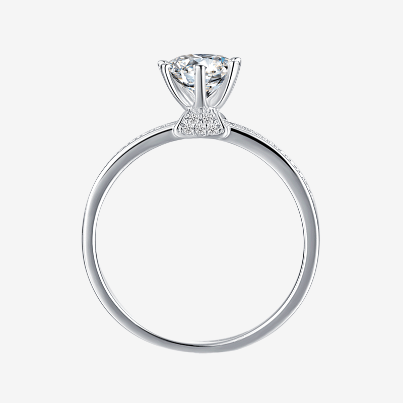 Elegant Luvianne Moissanite Pavé Ring 💍 with 1.0CT round-cut stone and stunning pavé accents, perfect for engagements! ✨
