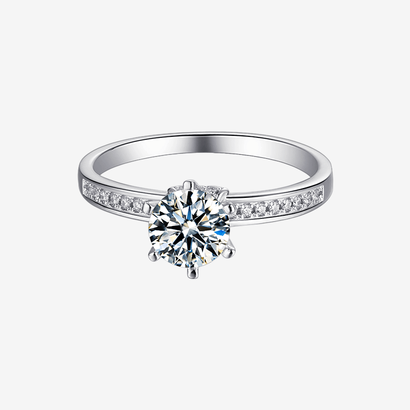 Luvianne Moissanite Pavé Ring 💍 featuring a 1.0CT round-cut center stone and pavé-set accents, perfect for engagements! ✨