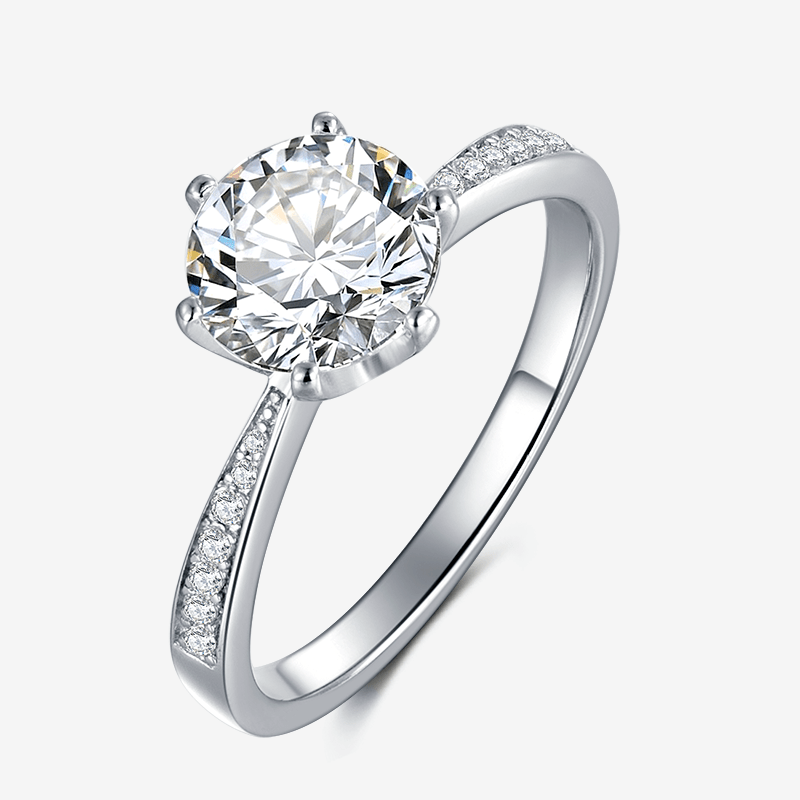 Stunning 2CT Moissanite engagement ring with sparkling accent stones 💍✨ - amazing value for your wedding.
